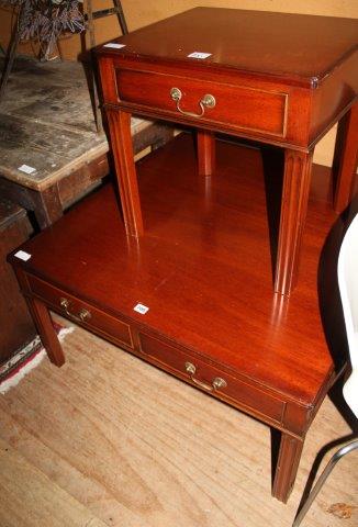 Mahogany 4 drawer coffee table & a similar lamp table(-)